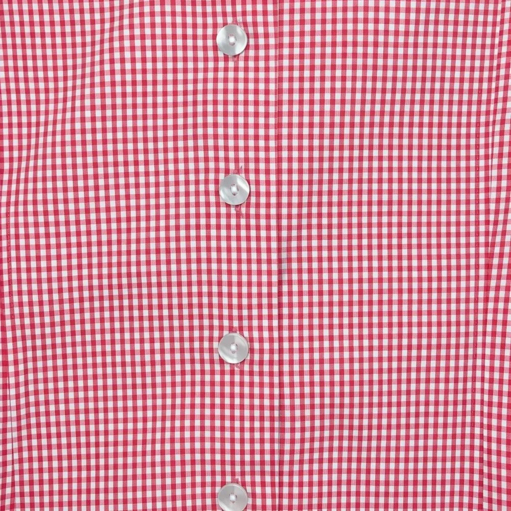 🩷 Cleo Pink & White Gingham Checkered Blouse Women’s Large Cotton Stretch - Picture 3 of 6